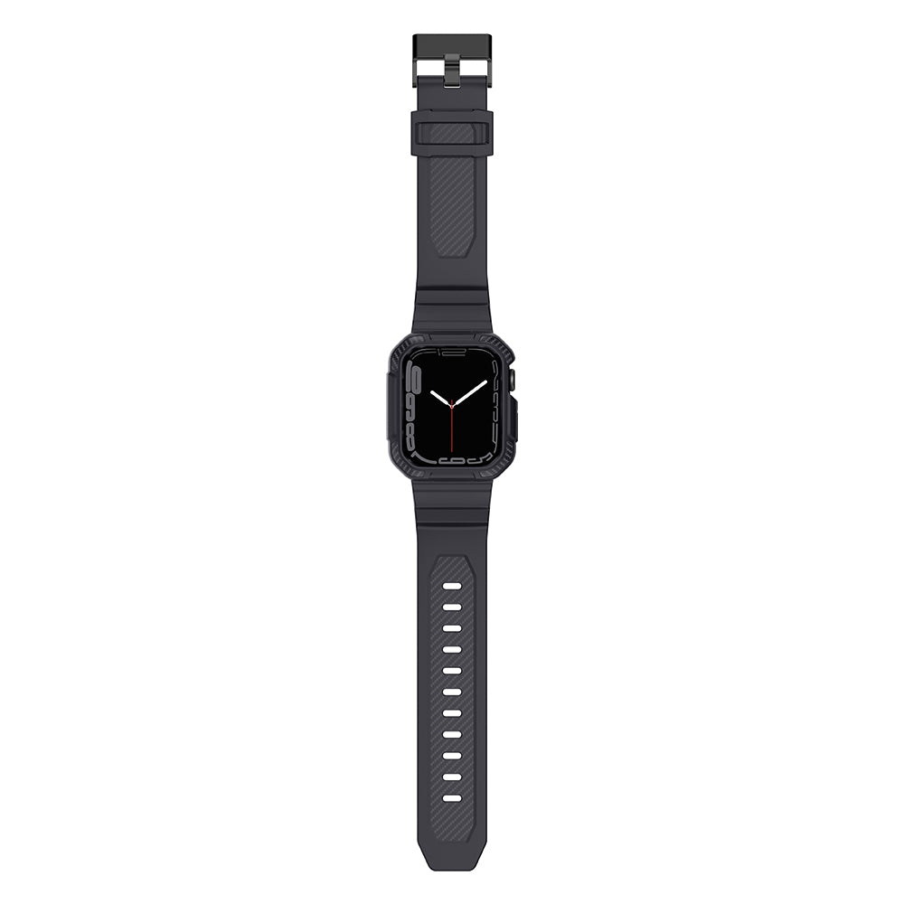 For Apple Watch Series 9 8 7 45mm / 6 5 4 SE SE (2022) SE (2023) 44mm / 3 2 1 42mm TPU Band with Watch Case - Dark Grey For Apple Watch Series 9 8 7 45mm / 6 5 4 SE SE (2022) SE (2023) 44mm / 3 2 1 42mm TPU Band with Watch Case - Dark Grey